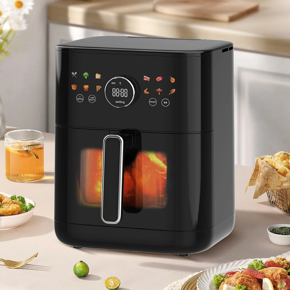 6L fryer 1800W visible window Metal inner 12 functions healthy double heating Air fryer