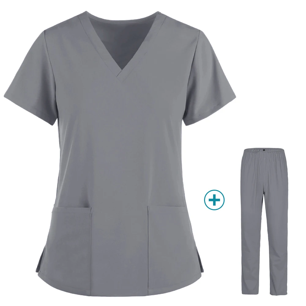 V-neck Wholesale Women Wear Scrub Suits Hospital Doctor Working Uniform Medical Surgical Multi-color Unisex Uniform nurse