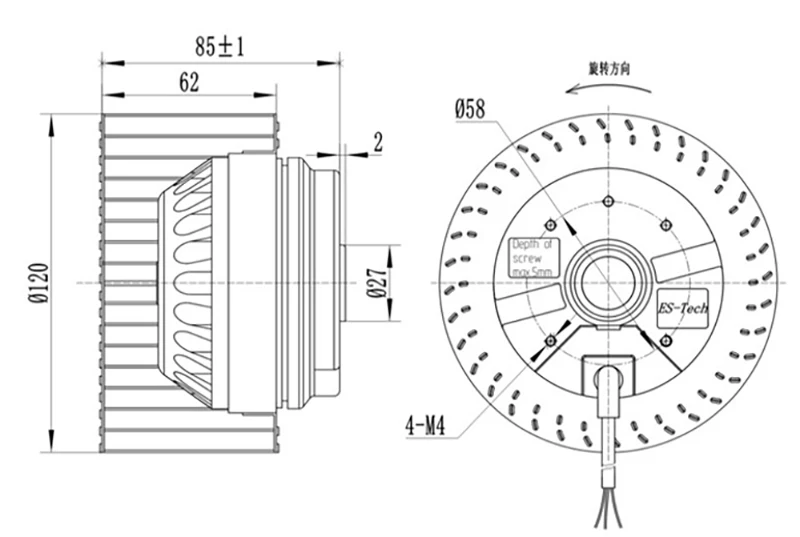 120mm AC Forward Curved Air Purifier Cabinet Bus Air Blower Centrifugal Fan