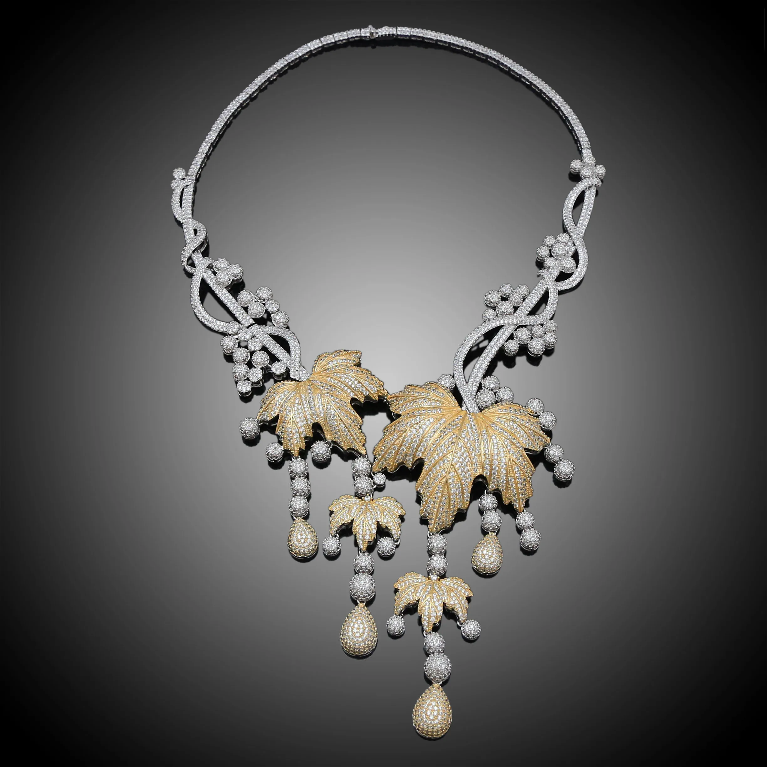 Zhuerrui American High Quality Diamond Jewelry Set Maple leaf Natural Top Cubic Zircon Fashion Wedding Jewelry Sets HZ18112206