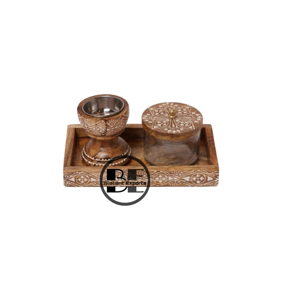 Eco friendly Wooden Enamel Printed Bakhoor Incense Burner Set Brings Unique Fragrance to Your House Product by Blatant Exports