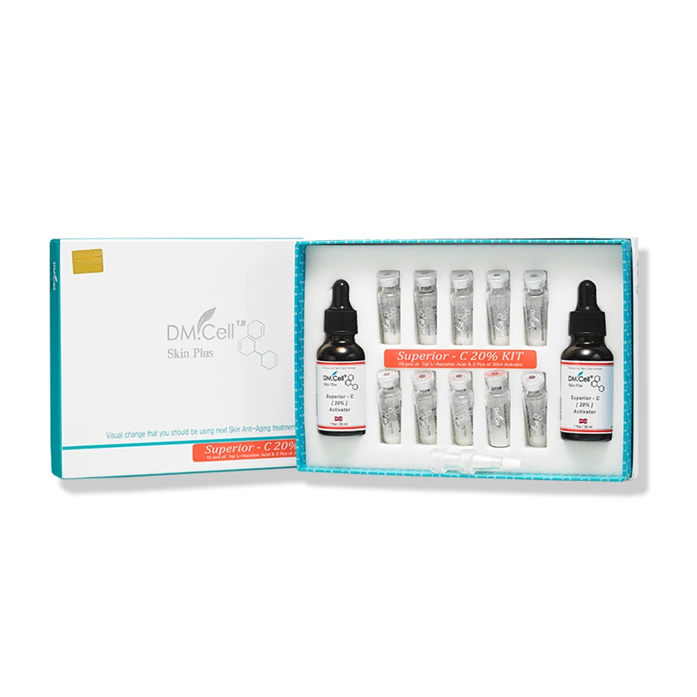 DM.CELL Superior C 20% Kit (Solution 100m + lPowder 10pcs) 100% Ascorbic powder Prevent skin aging Niacinamide Silk Protein
