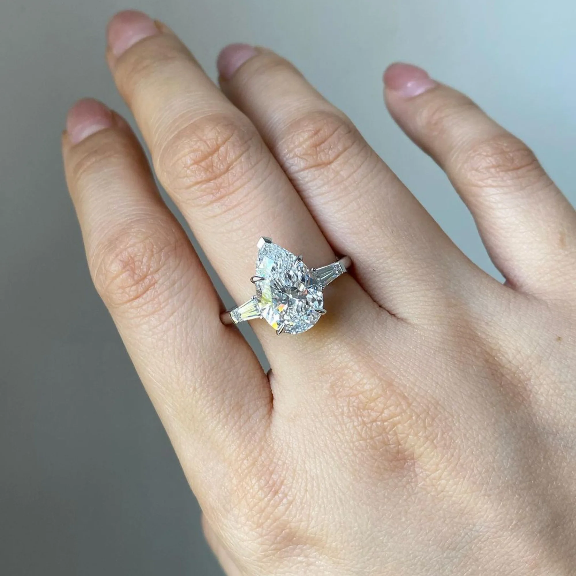 Хит продаж 3 50 CT грушевое кольцо с бриллиантом выращенное в лаборатории 14 карат белое золото Обручальные И Свадебные украшения для нее по заводской цене