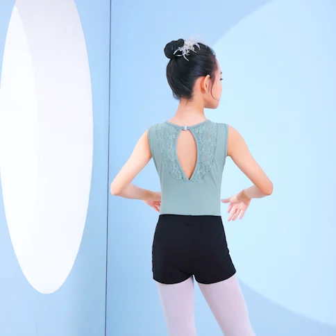 New designs fashionable basic style light blue leotards gymnastics girls ballet for kids