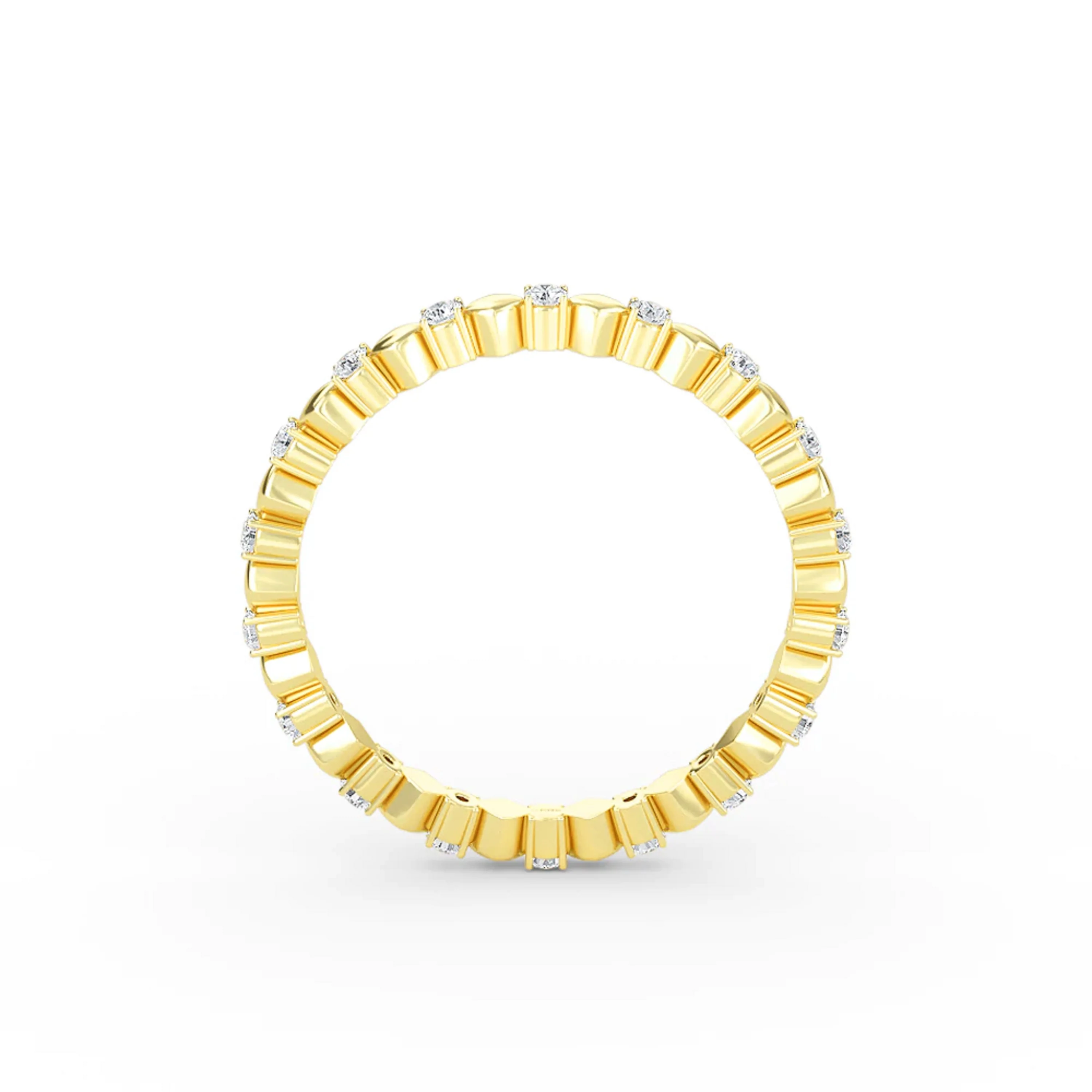 IGI Certified Lab Grown Diamond 14K Yellow Solid Gold Wedding Band Ring For Women Band For Her Stackable CVD HPHT Diamond Rings