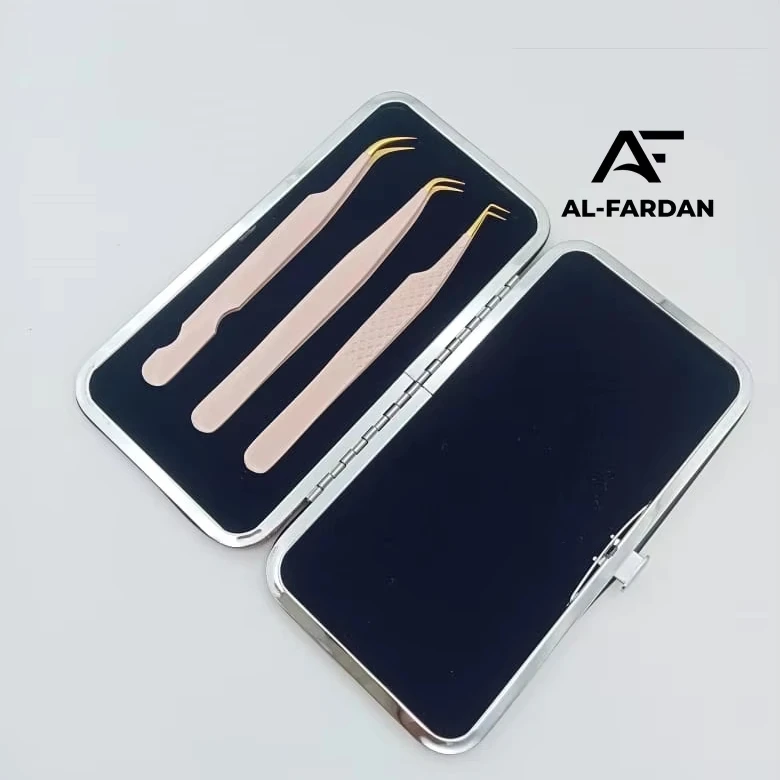 Volume Lash Tweezer Beige Nude Color With Gold Point Japanese Stainless Steel Fiber Nano Grip Available Eyelash Tweezers