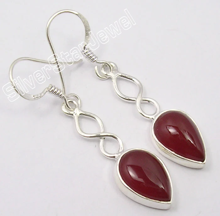 925 серебряные серьги-капельки из сердолика 1 6