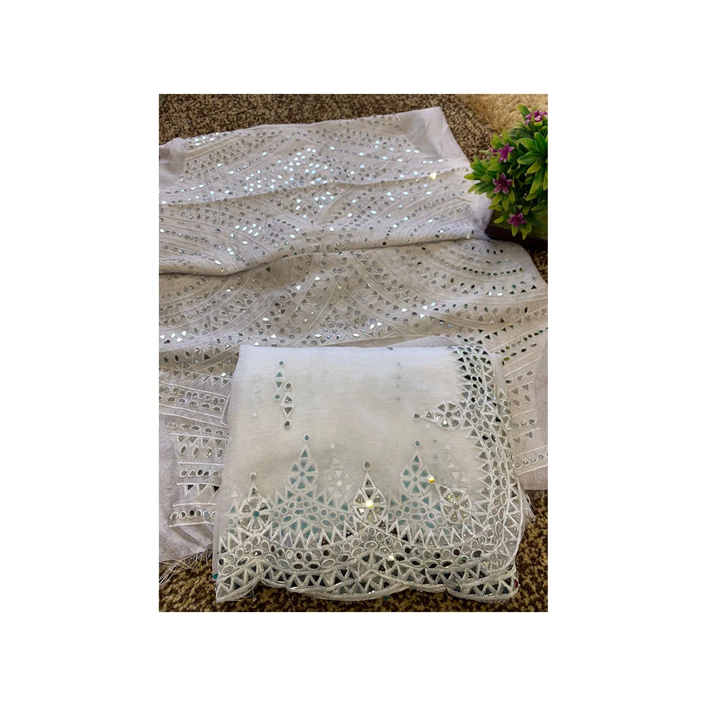 Indian Manufacturer Pallu Saree Embroidery Multy Work With Blouse Banglori Silk With Front & Back both Side Work With Sleeves