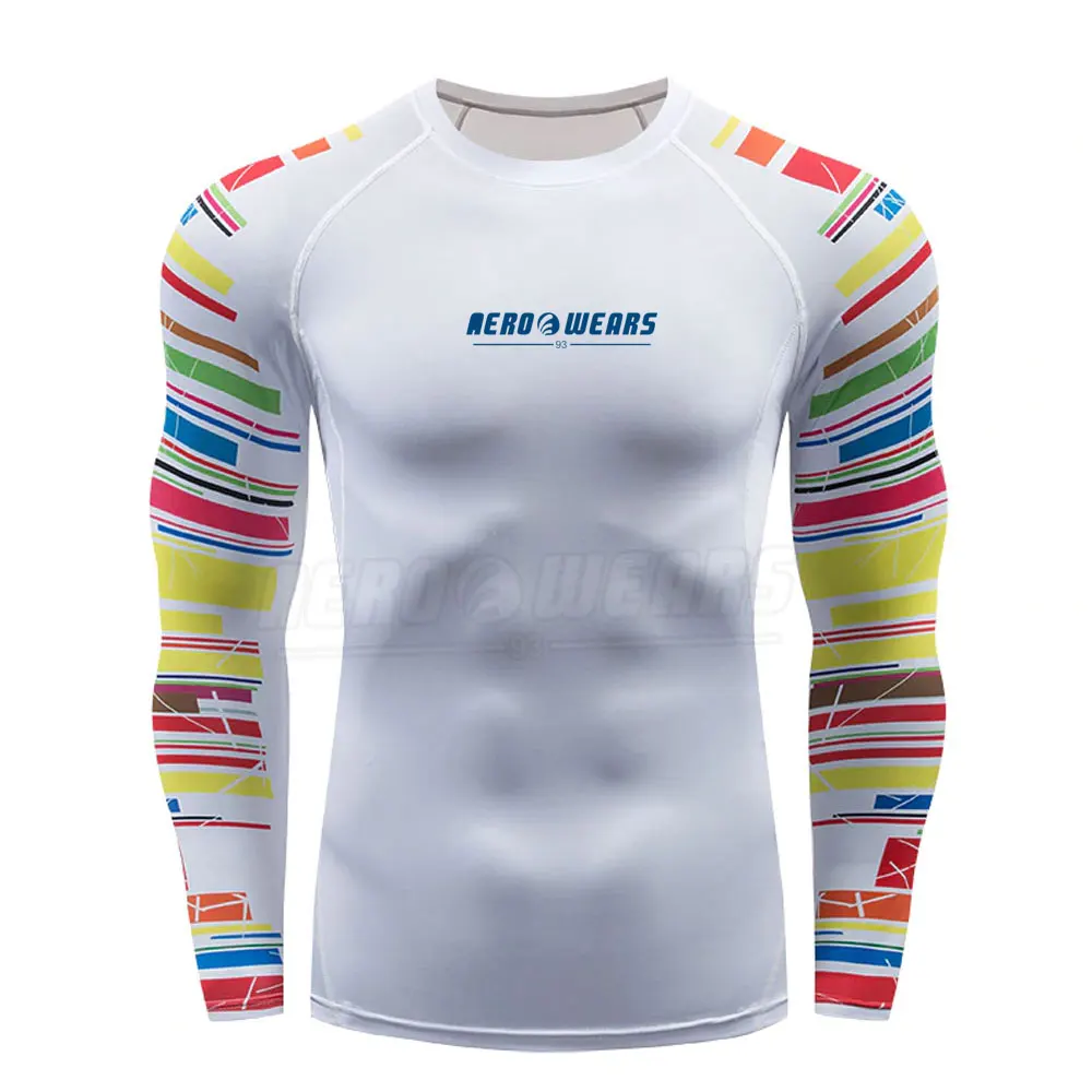 Custom Made Compression Fabric & Spandex Long Sleeve Rash Guards for Adults Quick Dry & Breathable Personalized Your Own Logo