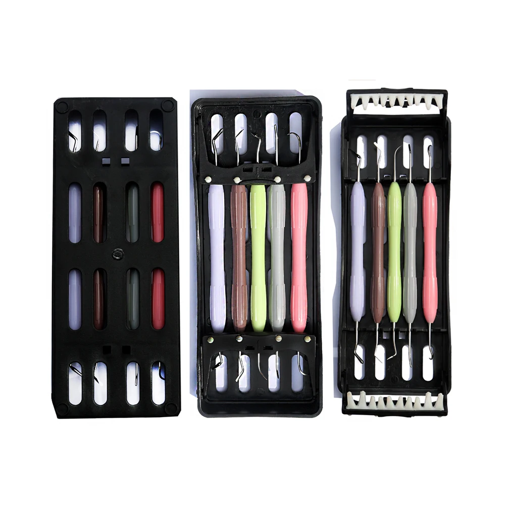 Hot product Dental Composite Filling Instrument Set Of 5 Pcs For Resin Aesthetic Solo Posterior Anterior Silicon handle