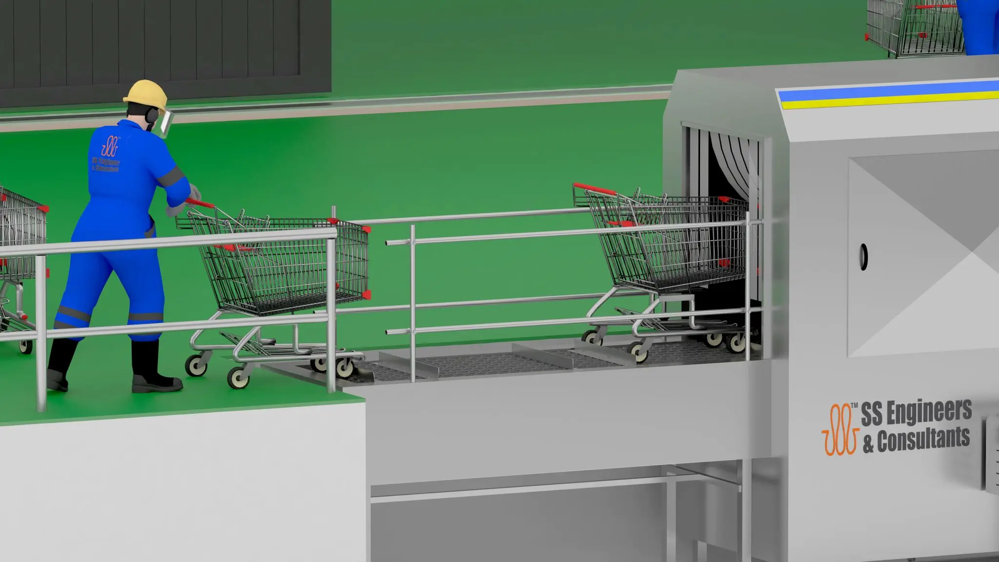 Super Market Trolley Washing Machine Super Market Shopping Trolley Washer Basket washing Machine