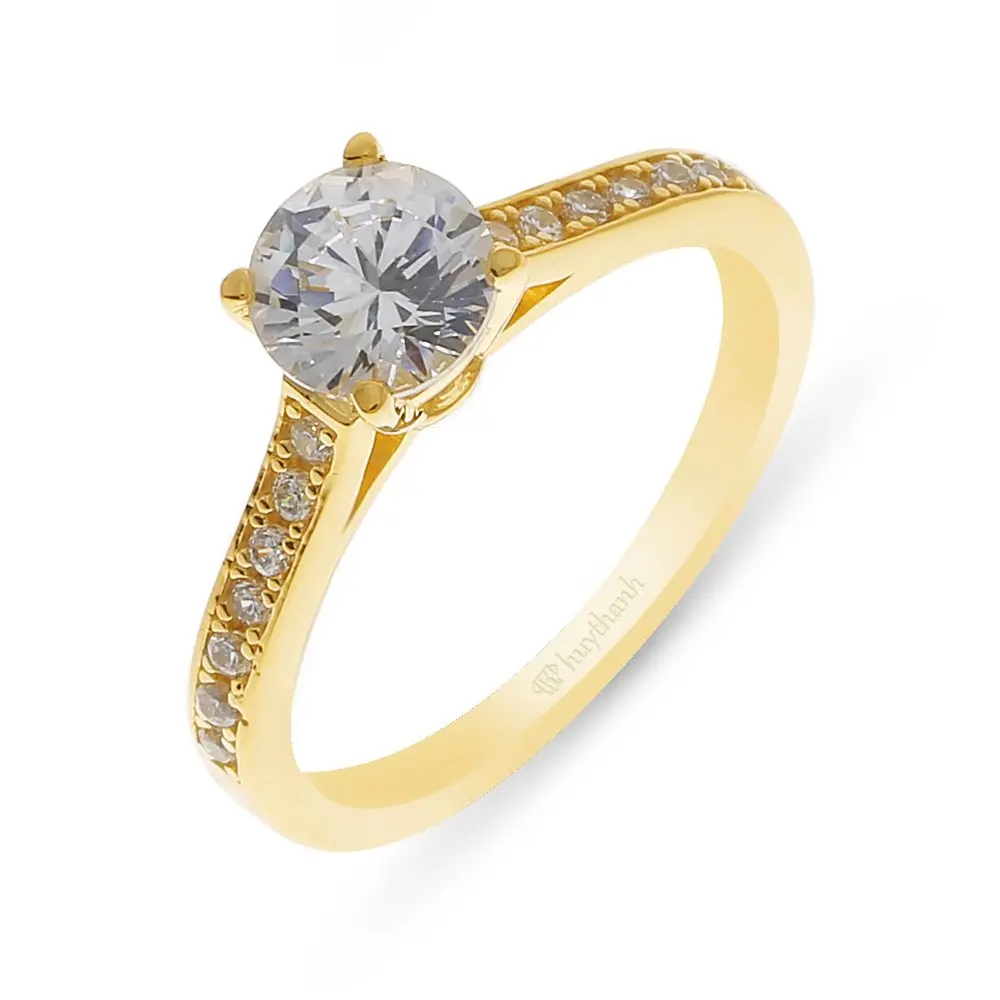 Ring 14K Yellow Gold 6.5mm 5.5mm Center Stone 4 Prongs Classic Solid Gold 18k Gold Ring Women Engagement Rings For Women