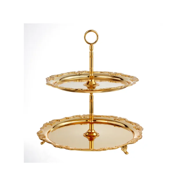 100% Luxury Double Storey Serving Stand High Quality Gold & Silver Best Price for Home Use Worldwide Shipping