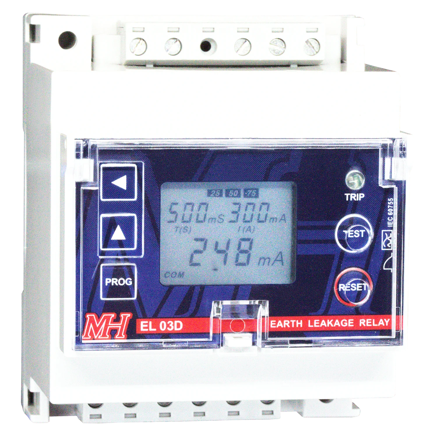 MH Digital Earth Leakage Relay EL 03D & 30D, Residual Current Device, Rated operating residual current 0.03 to 30A