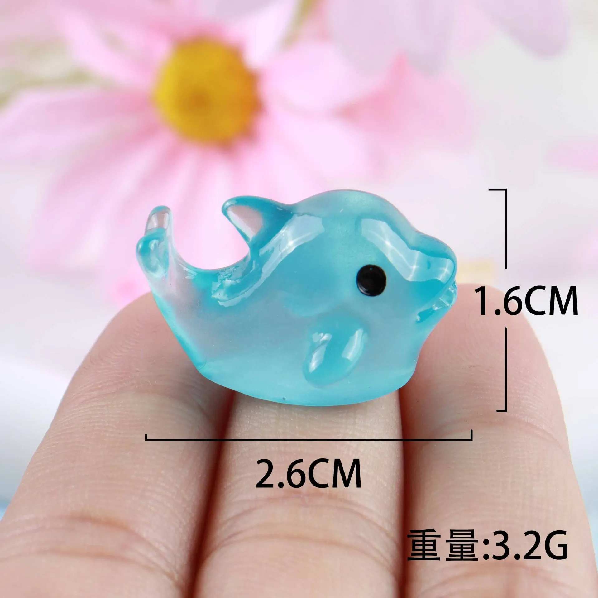 Cute Resin Crafts Dolphin Miniature Figurine Glow in the Dark Ornaments for DIY Home Garden Decor Slime Little Whale Charms