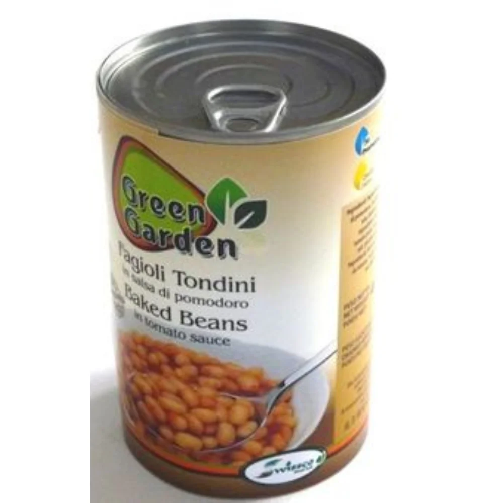 Export Quality Tinned Can Packaging Green Garden Vegetables Canned Fagioli Tondini Baked Beans in Tomato Sauce