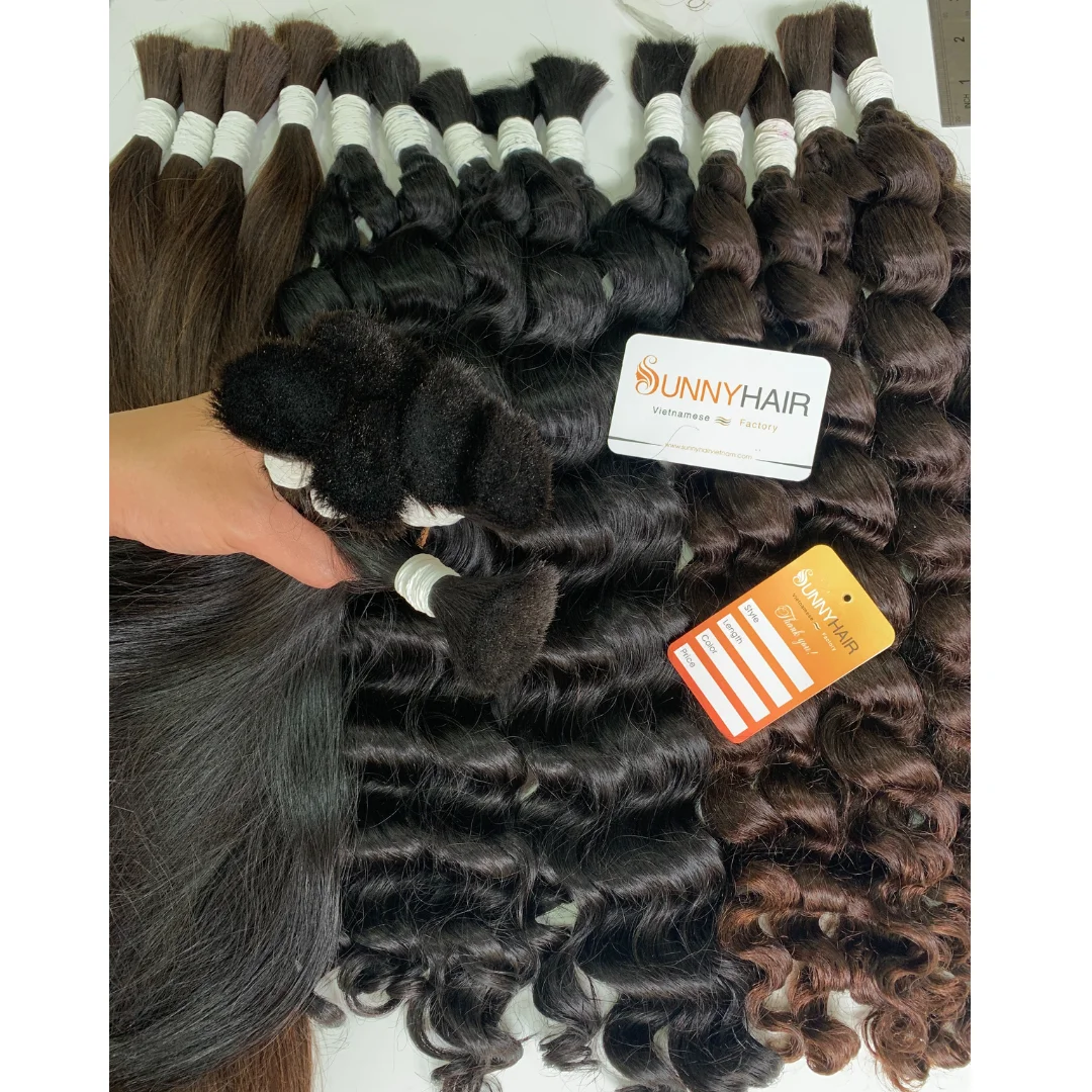 Best Selling 100% Raw Virgin Hair Bulk Luxury Human Hair Extensions from Vietnam Wholesale Hair Manufacturer
