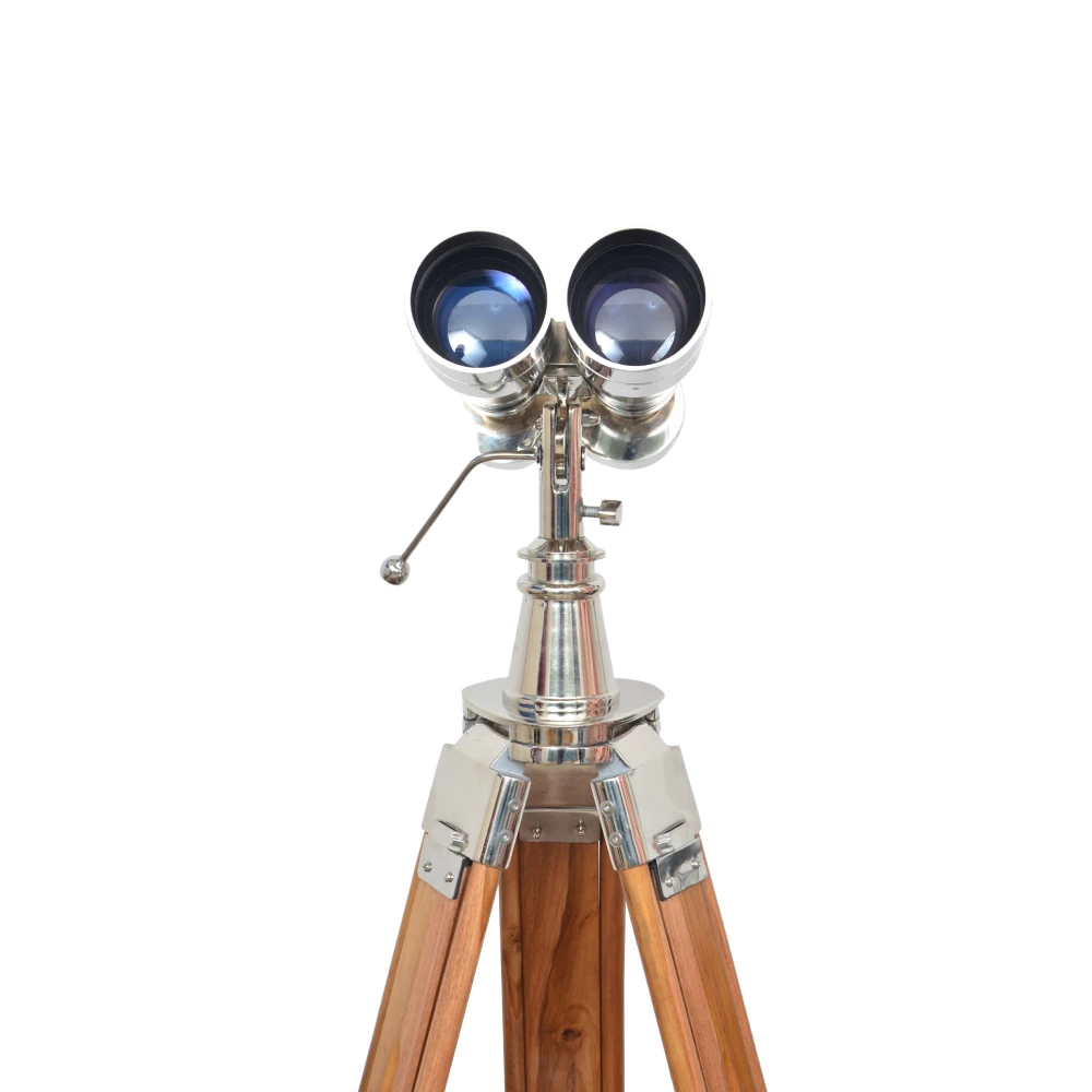 1920s Vintage 15x80 Binocular with Heavy Wooden Tripod for Astronomy & Wildlife Observation