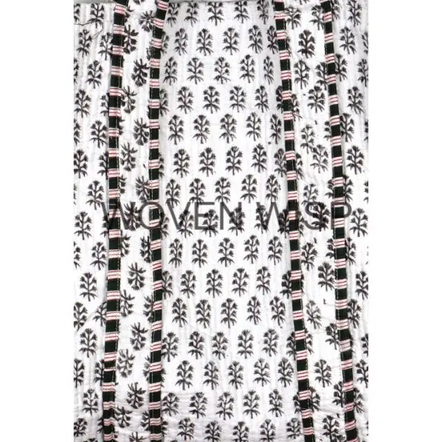 Quilted Tote Shoulder Patch Bag Cotton Handprint Floral Eco-friendly Sustainable bag Yoga Shopping Beach Artist Boho Weekend Bag