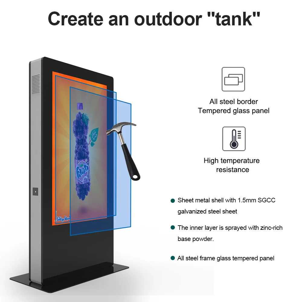 Double sided lcd display screen waterproof outdoor signage advertising player kiosk vertical totem outdoor digital signage
