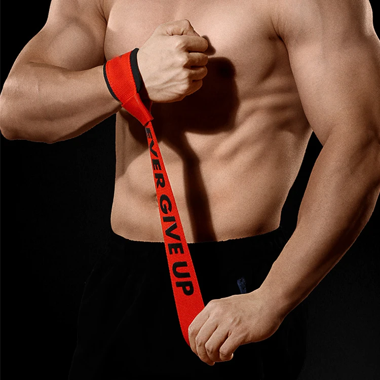 Logo Custom Cotton Heavy Duty Training Wrist Straps Gym Weightlifting Weight Lifting Straps