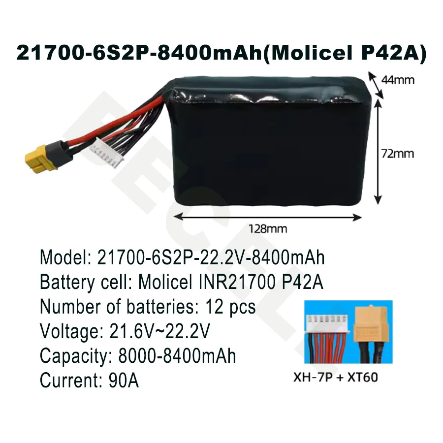 INR-21700-P42A высокая плотность P42A 4200mAh Fpv Molicel 22 2 V 21 6 6s2p 21700 аккумулятор 8400mAh pack