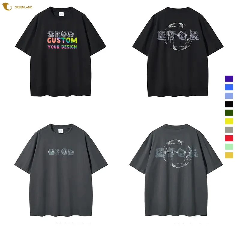 High quality 280gsm 100% cotton oversized printed plain tee plus size mens heavy weight t shirt