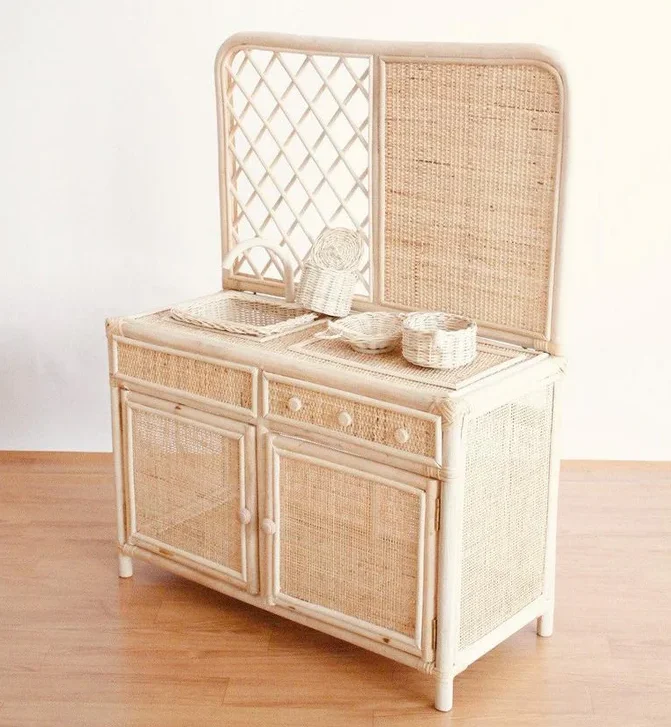 2024 Rattan play kitchen toys for Kids made in Vietnam