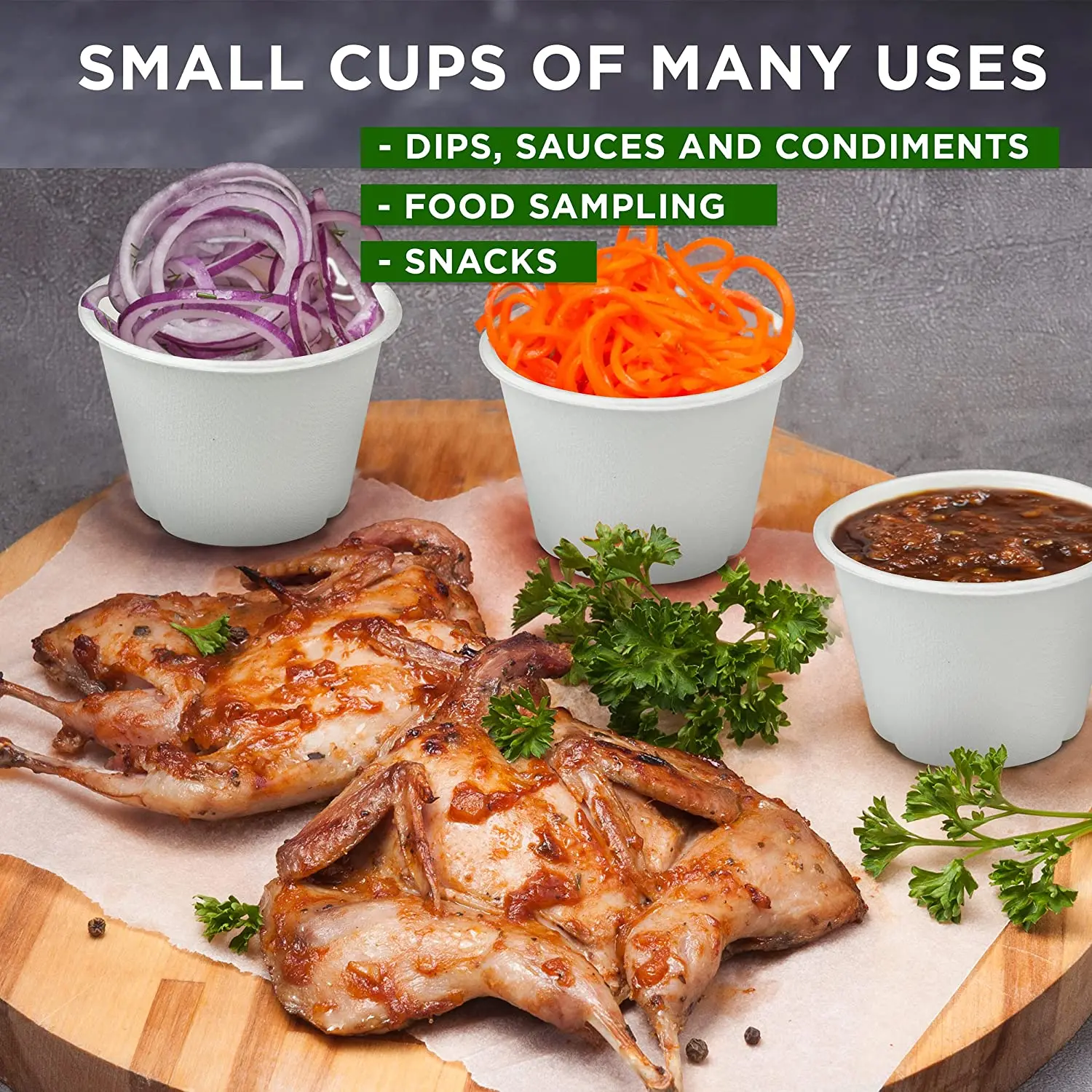 Wholesale Biodegradable Compostable Cups Disposable Sugarcane Bagasse Sauce Cups with Lids