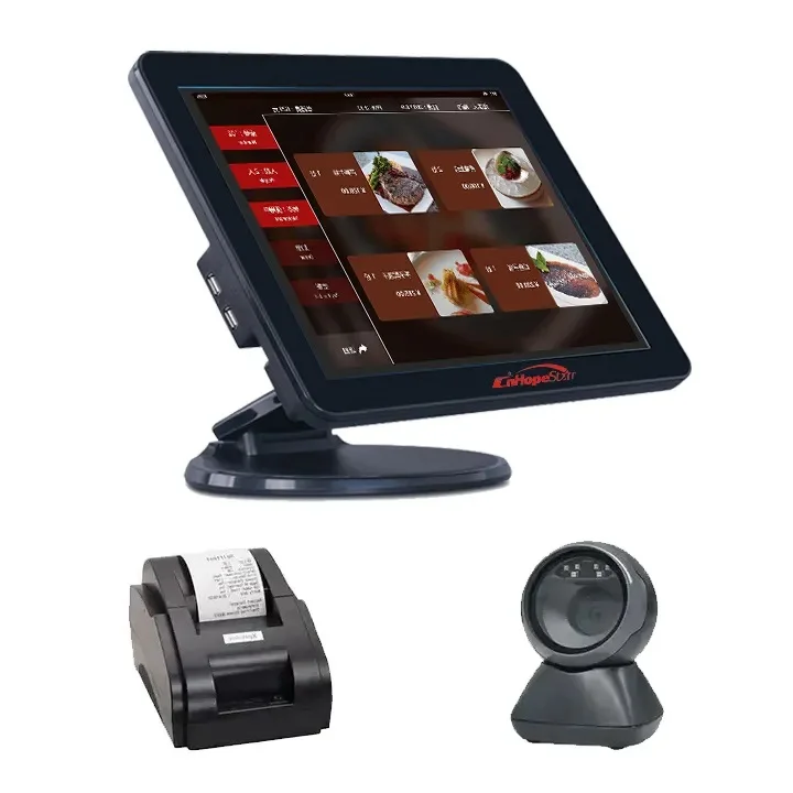 Commercial Industrial 32G SSD Capacitive Multi Point Touch All-In-One 1366X768 Resolution Black White Color Cash Register