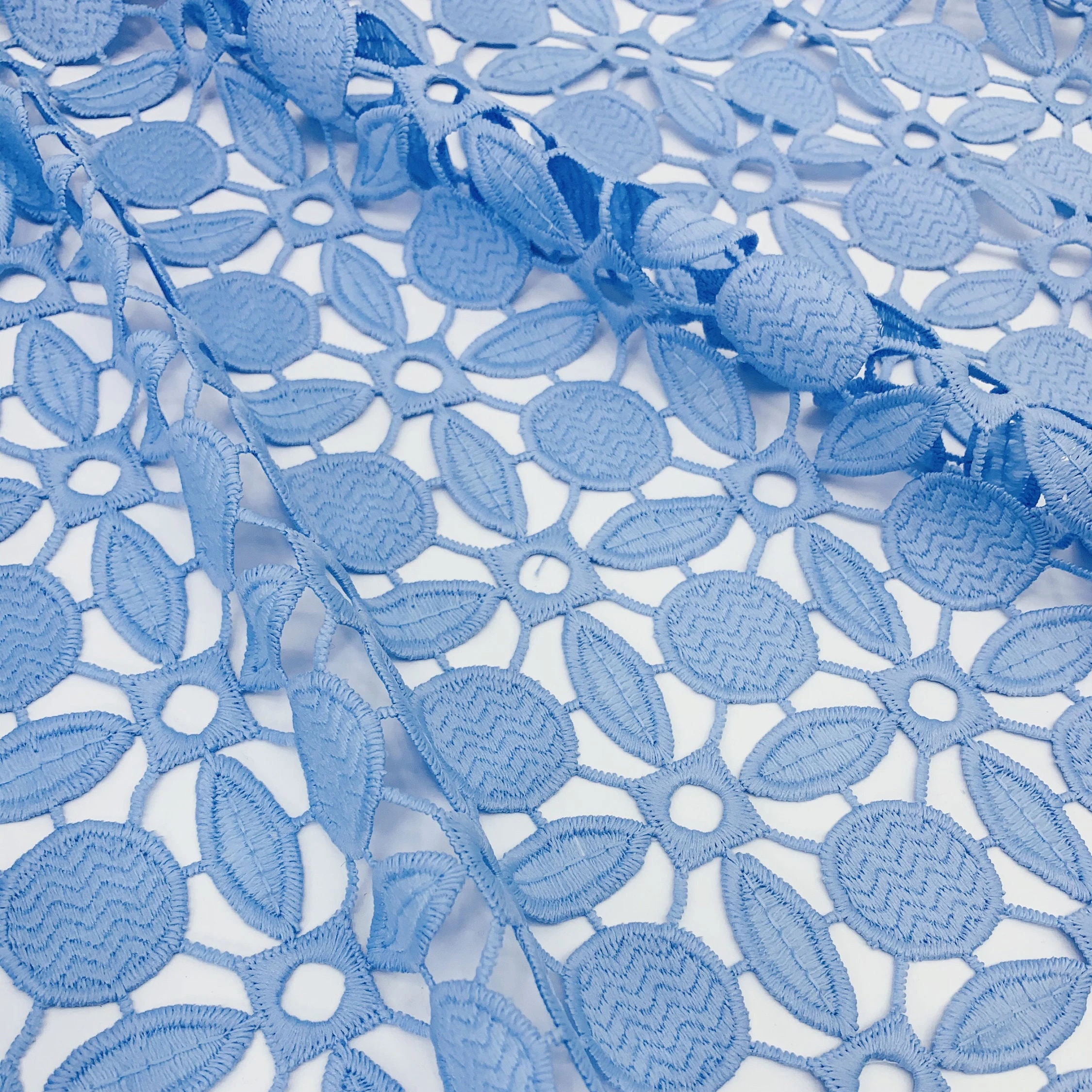 Nigeria Floral Design African Traditional Dress Fabric Sea Blue African Cord Fabric