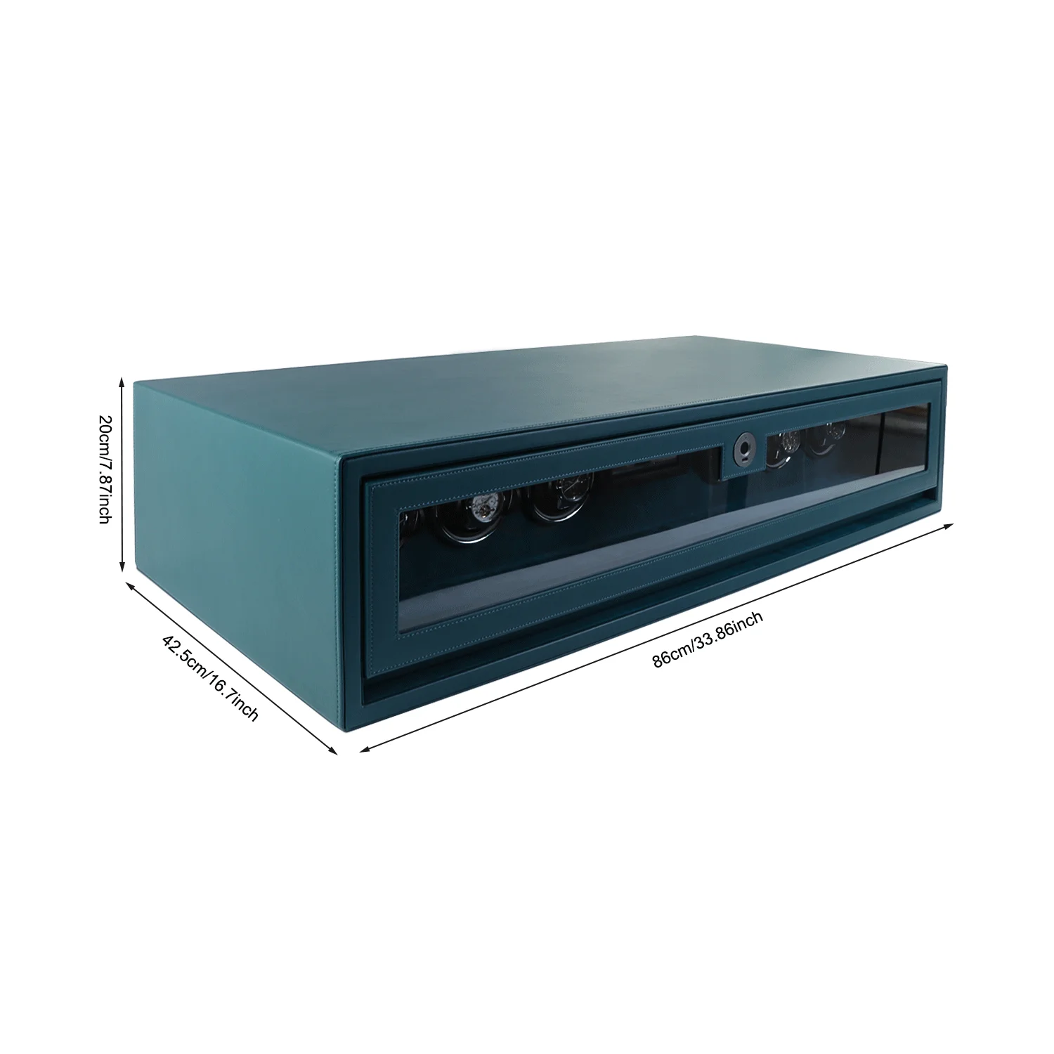 High-End Luxury Six-Watch Winder Green Microfiber Leather Safe Biometric Fingerprint Lock Durable Carbon Steel Frame Smart Box
