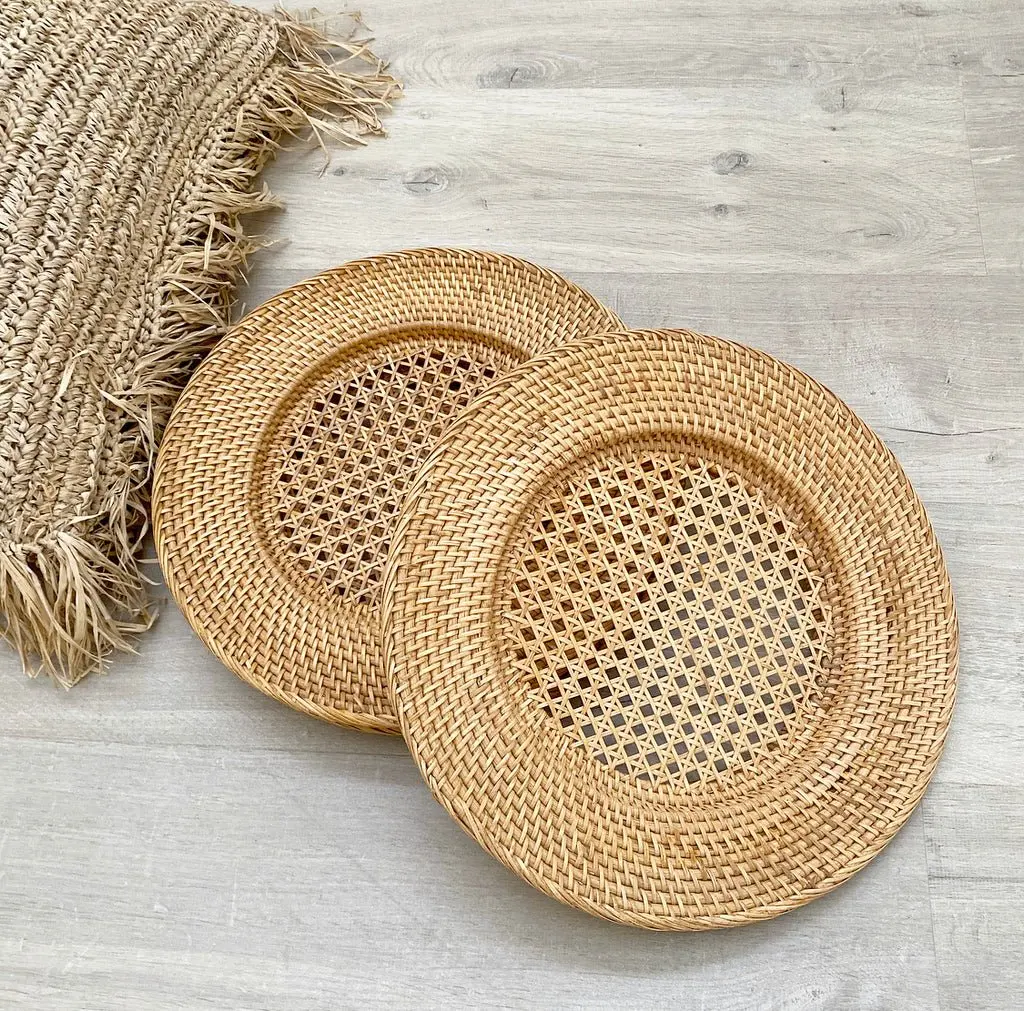 Biodegradable rattan charger plate table dinnerware placemat eco friendly natural cheap price from Vietnam