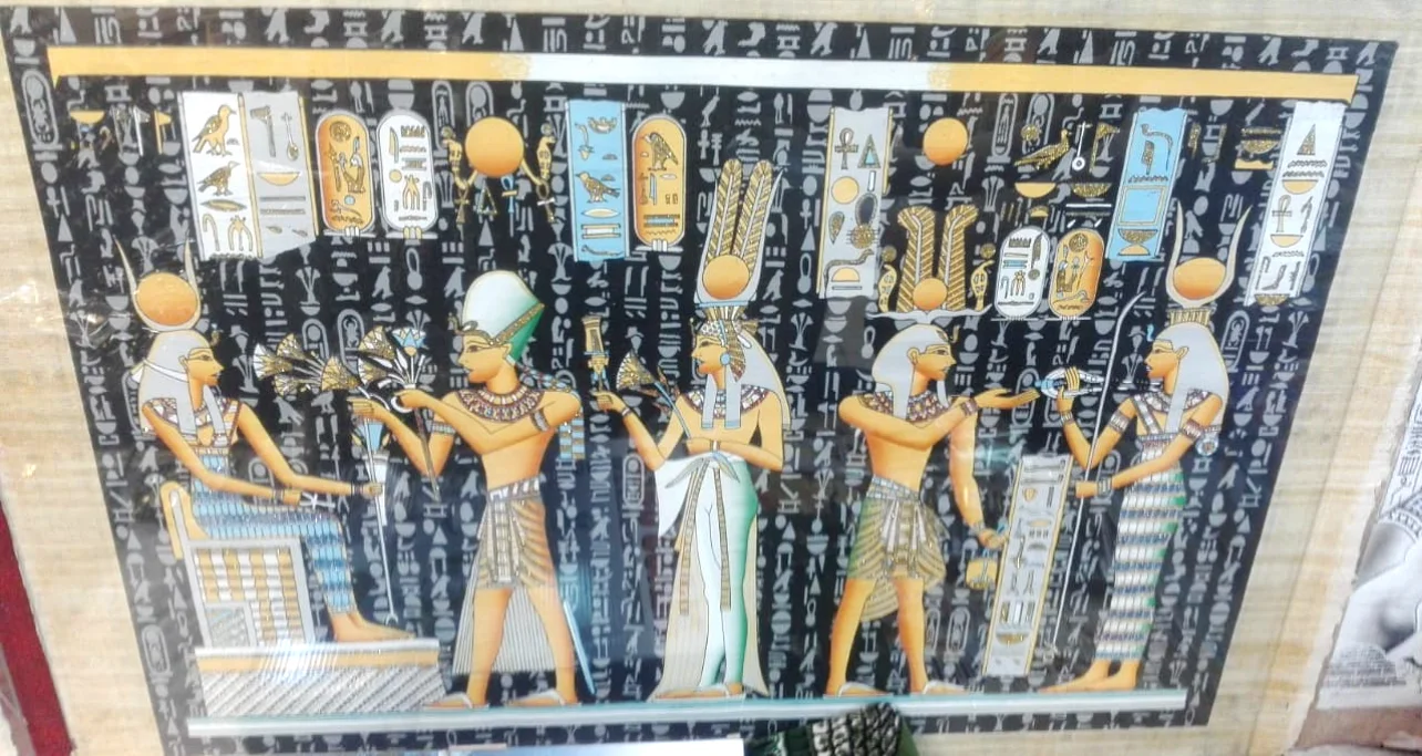 Papyrus Extra large artistic Hand Painted , Changing Image Papyrus Art Egyptian Pharaonic Hieroglyphic Wallpaper
