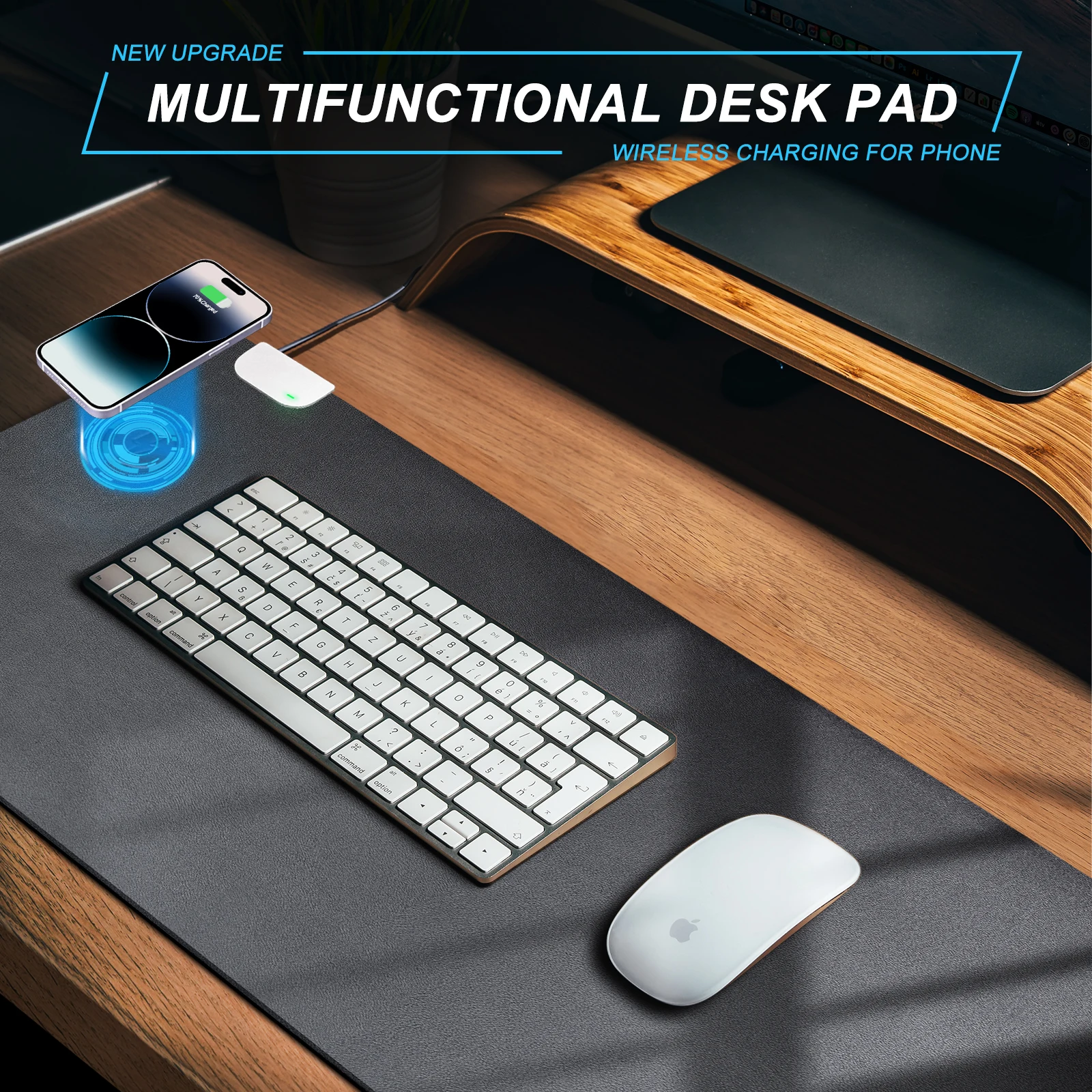 Custom Logo Mouse Pads Wireless Charger Desk Mat PU Leather Xxl Gamer Printed Gaming Large Wireless Charging Mouse Pad for Phone