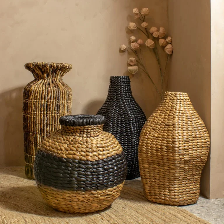 Modern Luxury Chic Home Decorative Floral Vase Unique Tabletop Straw for Dry Flowers Unique Shape Hot Sale for Garden Weddings