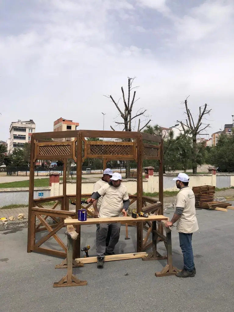 Turkey made High quality octagon outdoor gazebo from pine  or beech tree with roof havin long life made in Turkiye iroko gazebos