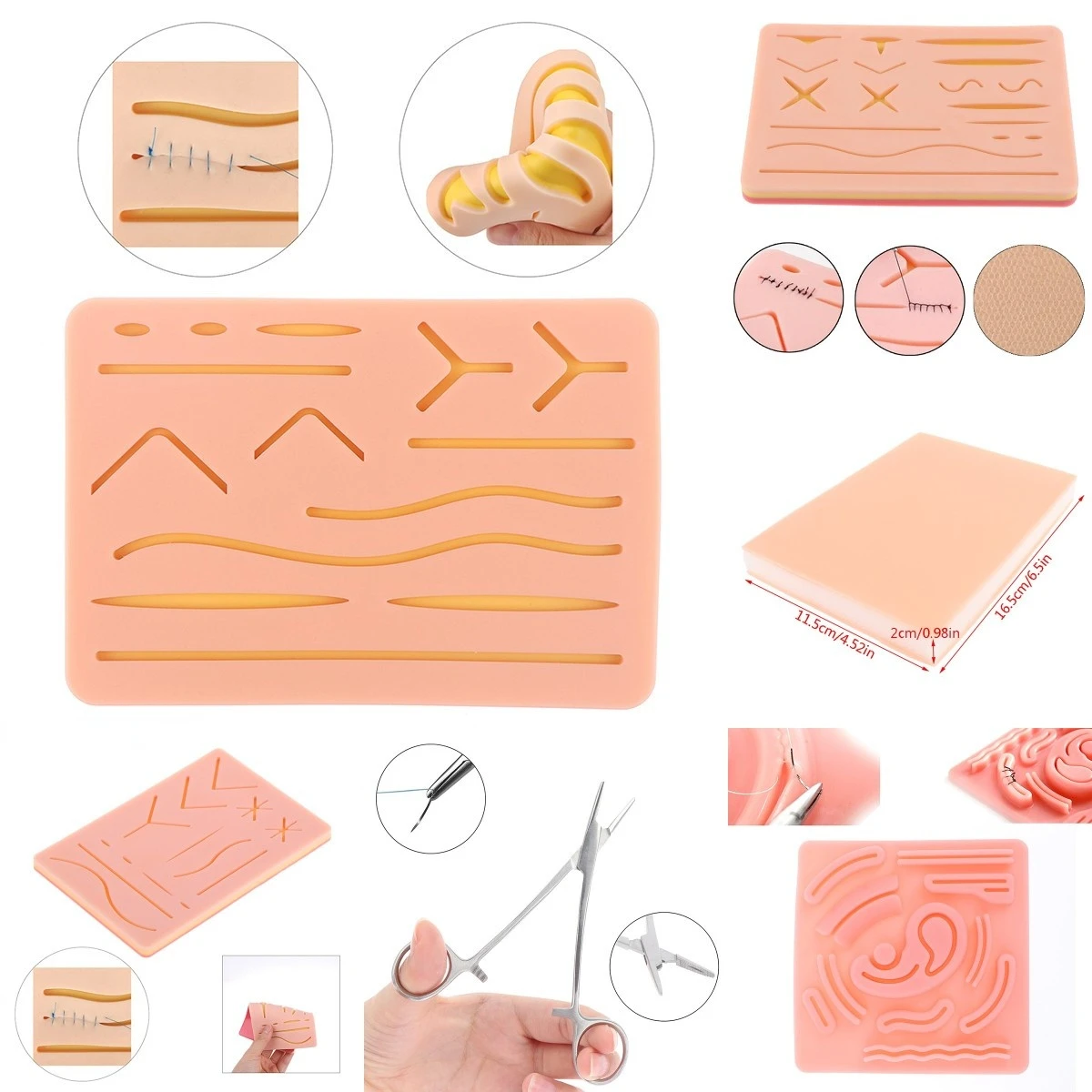 Medical science educational equipment Durable Surgical Suture Practice Pad Suture Practice Kit for Medical Students