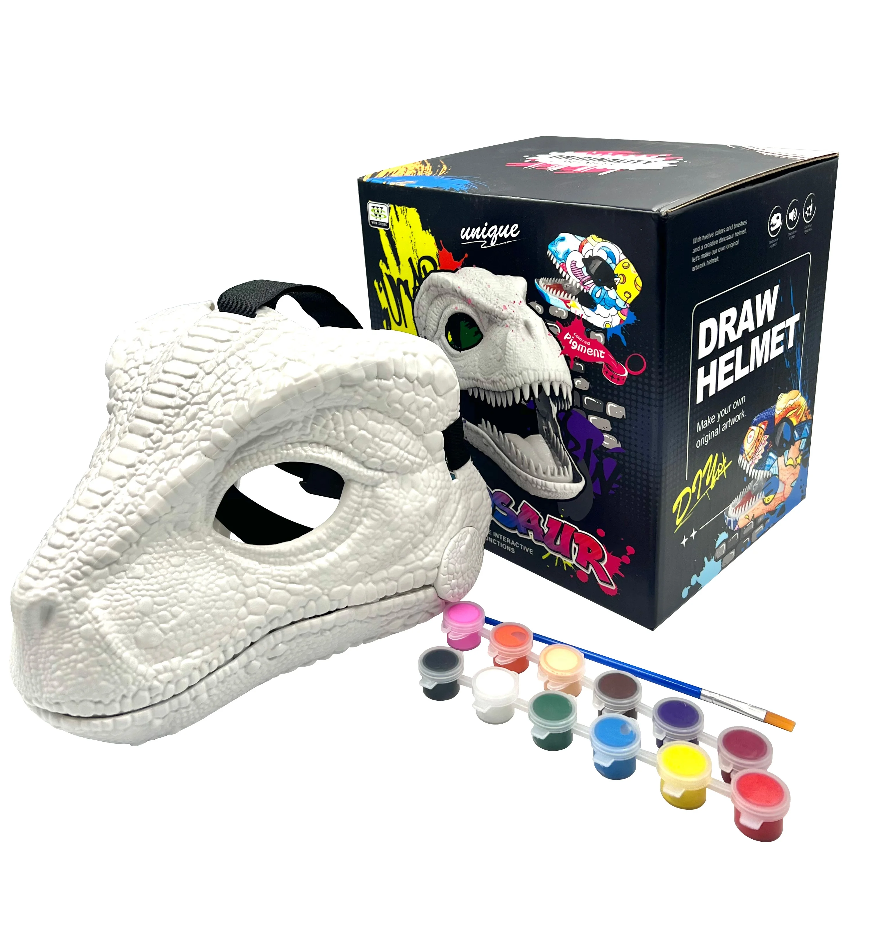 DIY Creative Dino Mask Dinosaur Moving Jaw Masks Animal Head Mask Halloween Costume Party Cosplay Gifts For Girls & Boys