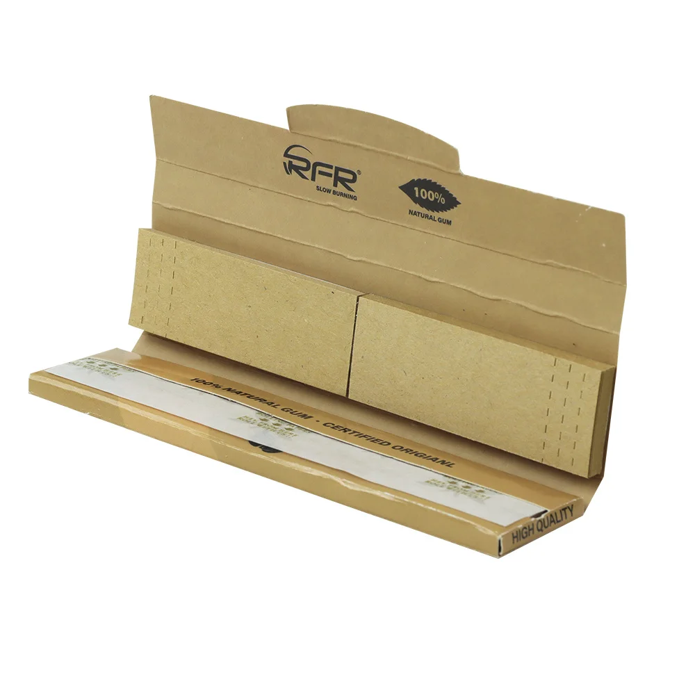 RFR brown 32 leaves King size Organic gum unbleached hemp slow burning custom rolling papers with tips