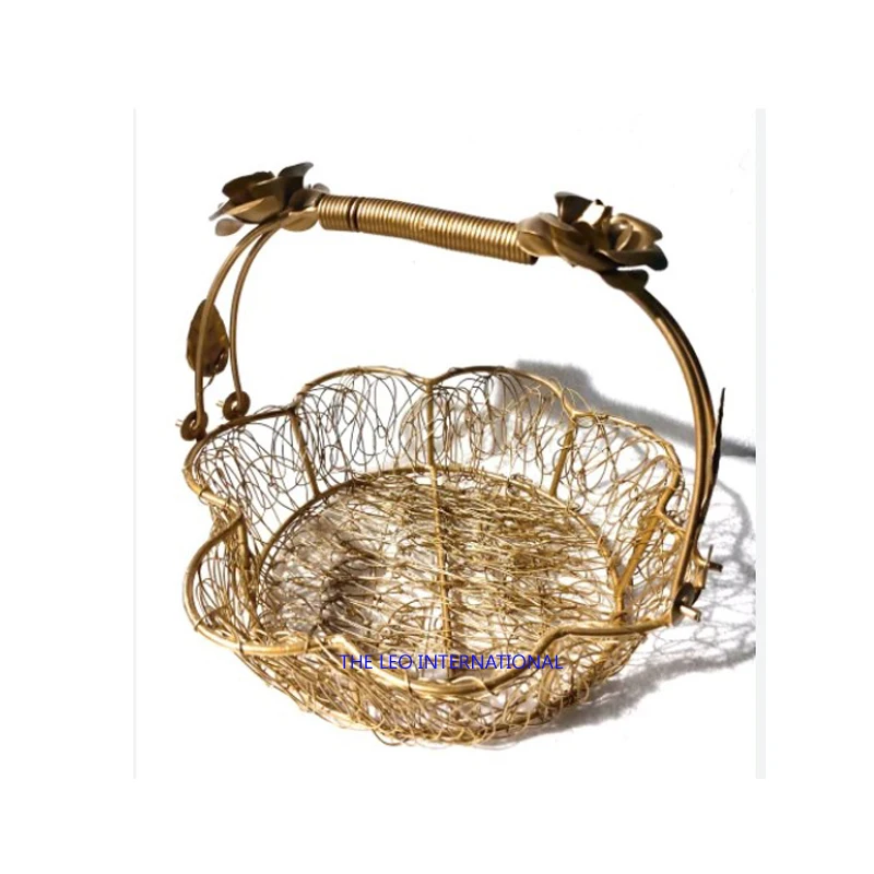 Luxury white iron fruit basket decorative gift basket multi-function storage baskets in bulk