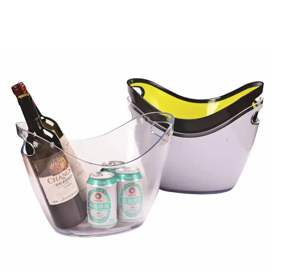 High quality bar party oval shape luxury wine champagne buckets acrylic plastic ice bucket