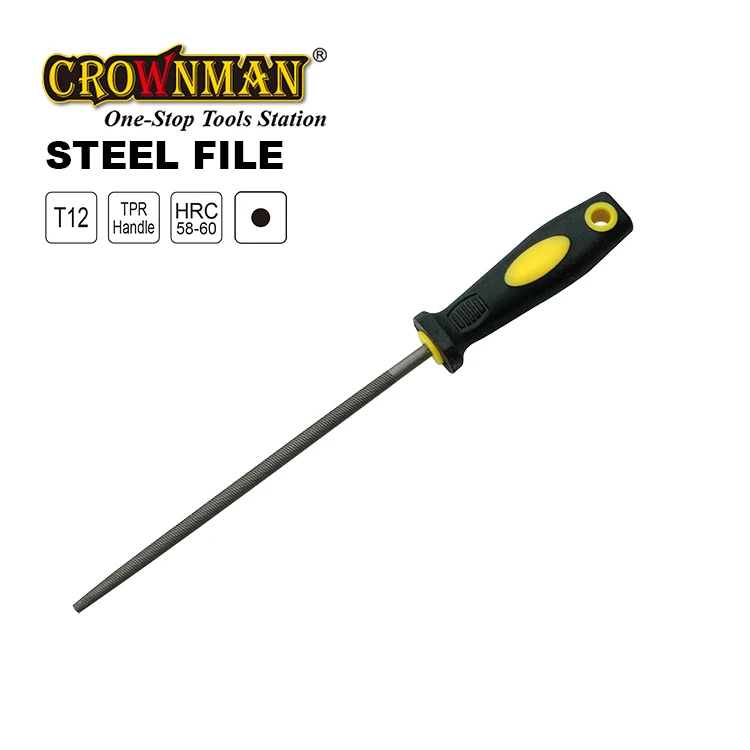 CROWNMAN Professional Custom Hand Tools 8' With TPR Handle T12 Double Cut Round Files