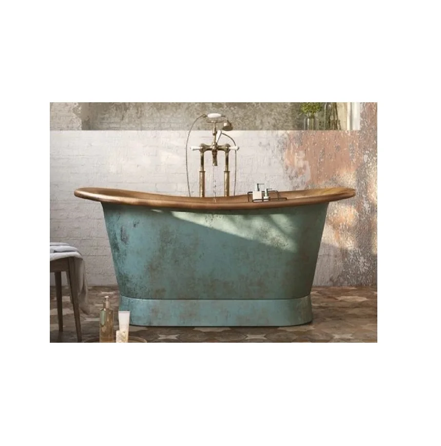 Top quality copper bathtub with inside nickel coating shiny surface copper bathtub for home and hotel manufacturer from India