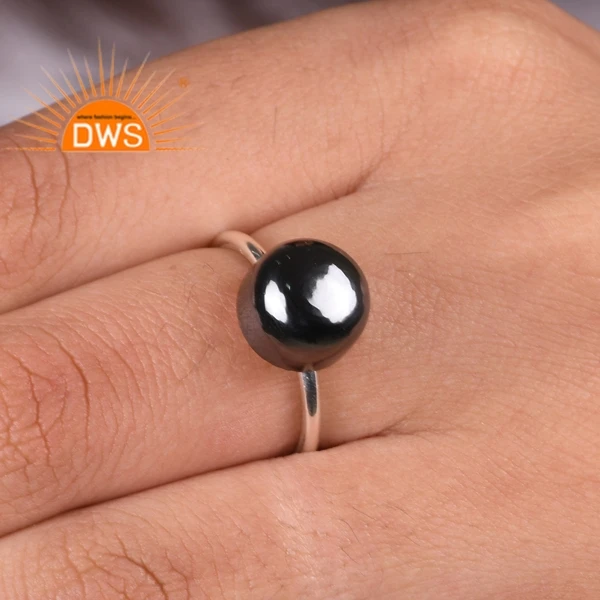 Best Selling Fine Sterling Silver Natural Hematite Gemstone Stackable Ring Custom Jewelry For Women Gift For Her