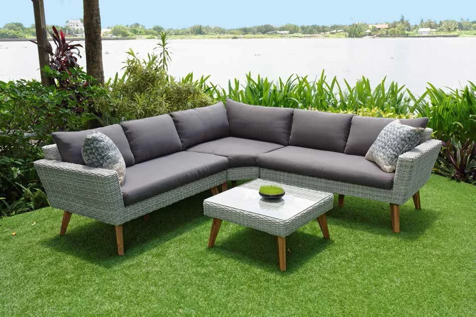 Customize Modern Design flat Wicker conversation Sofa metal frame garden outdoor furniture Made in Vietnam