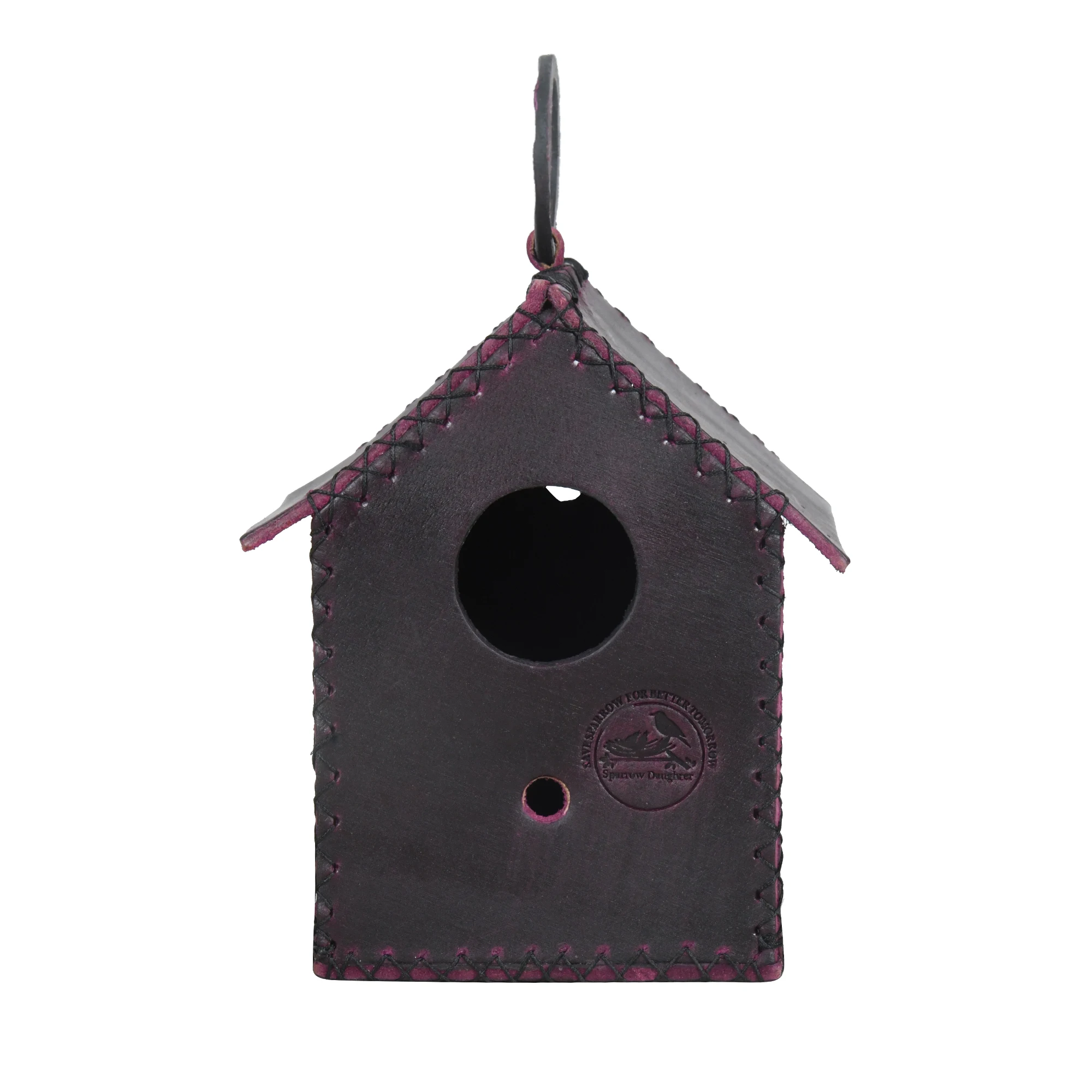 Factory Wholesale Leather Portable Hut Shape Hanging Nest Bird Cage Customized Color and Size Options