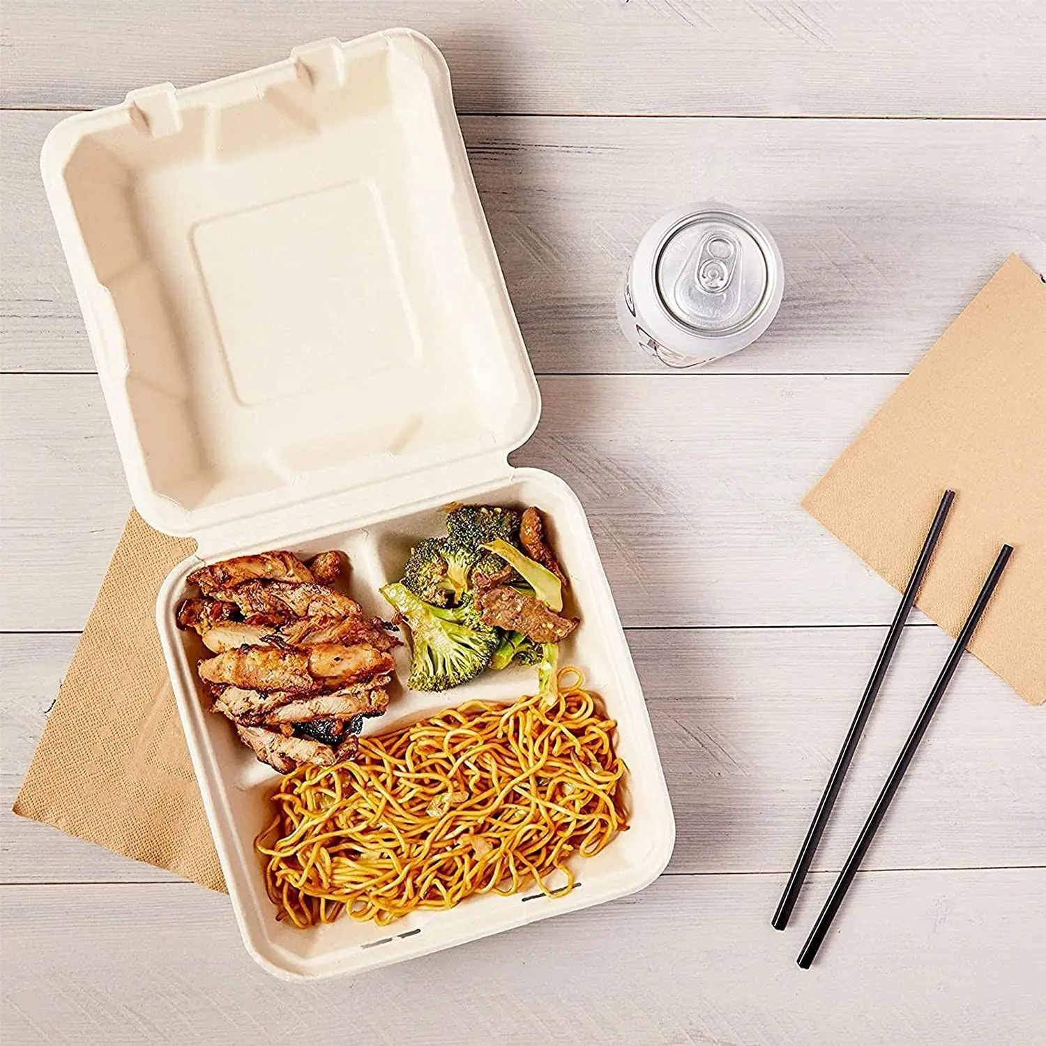 Biodegradable Takeaway Food Box Disposable Bagasse Lunch Box Sugarcane Pulp Packaging for Food