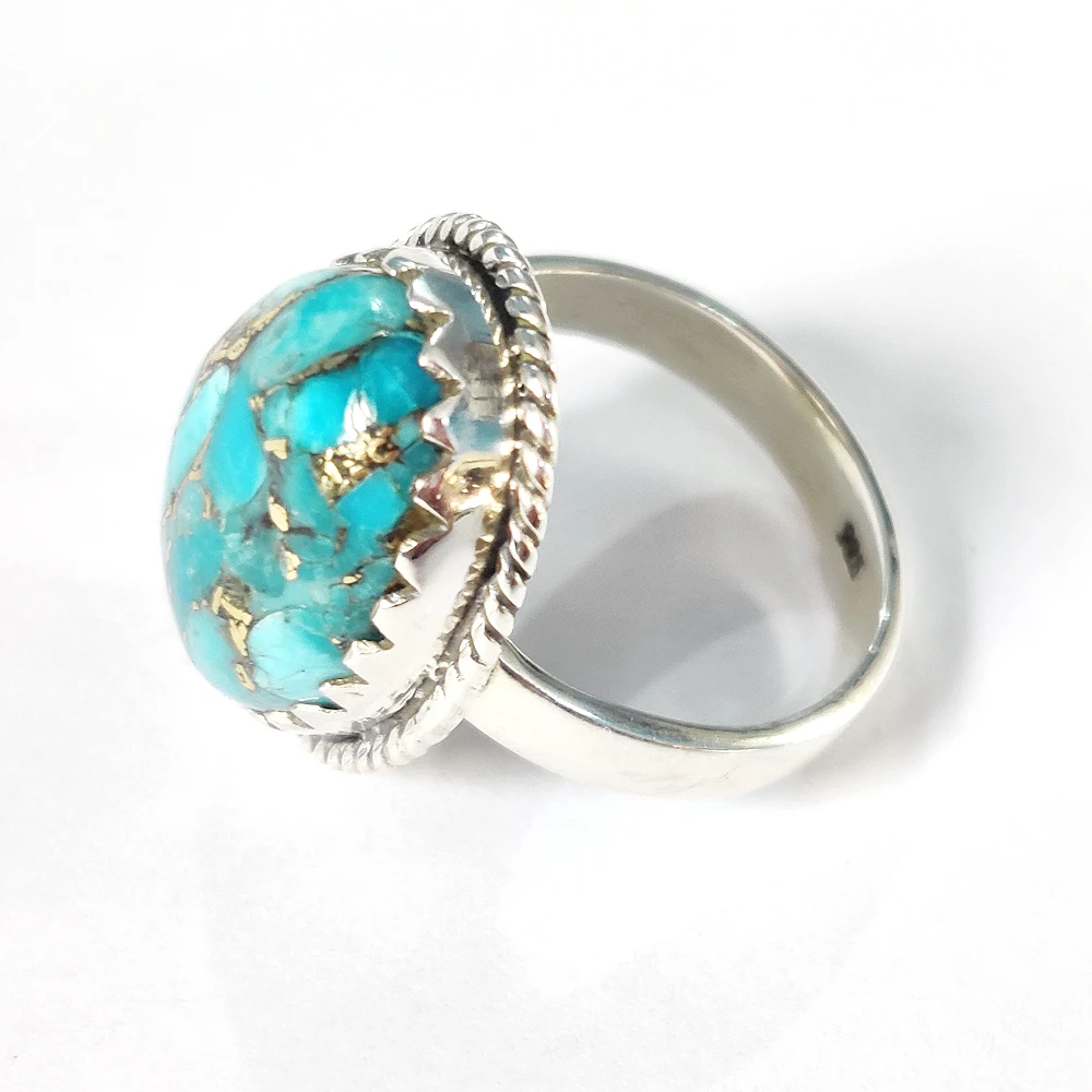 Custom turquoise ring mens and women 925 Sterling Silver natural stone rings