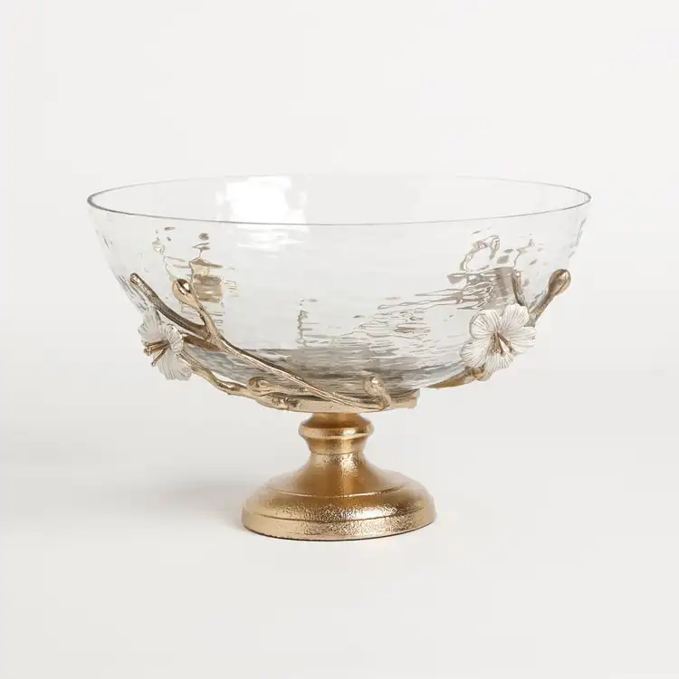 Glass Floral Decorative Bowl